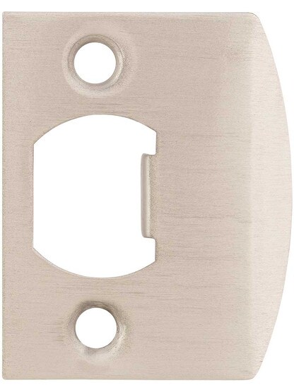Solid Brass Full Lip Strike Plate with Square Corners in Satin Nickel.